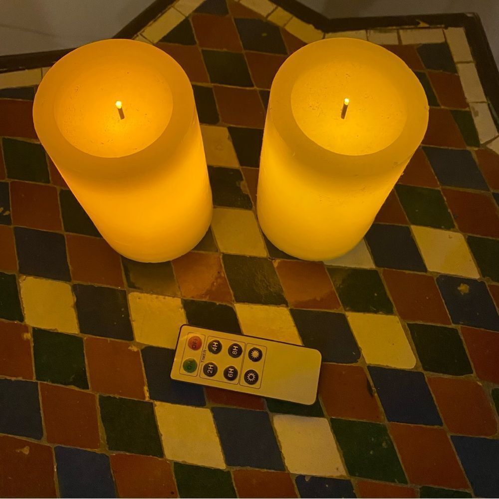 LED Wax Flamless Candles Set of 2 With Remote